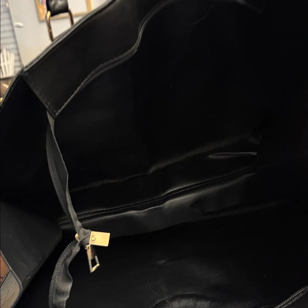 Classic Black Croc-Embossed Tote Bag